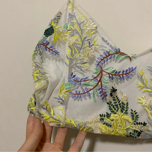 Urban Outfitters Floral Mesh Crop Top Medium - Picture 5 of 9